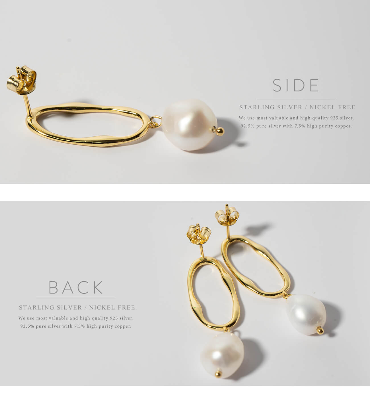 baroque pearl oval earrings | AFRIZO-OVAL-PE