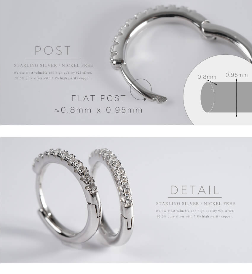 Silver925 Straight  Pave Hoop Earrings | KYKLOS-STR