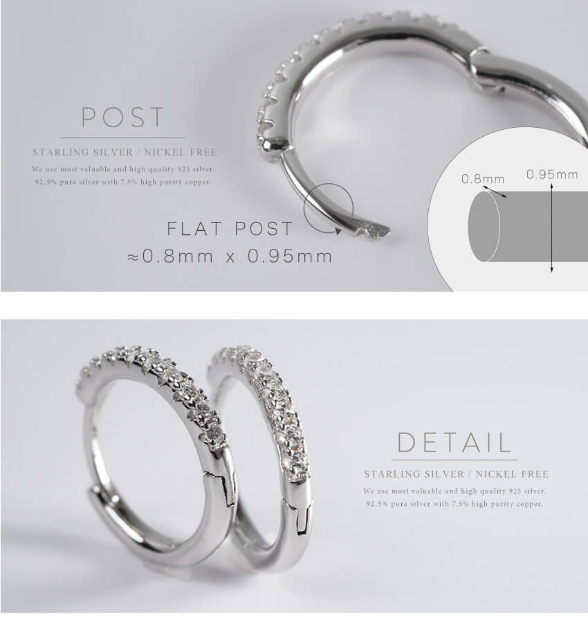 18K Gold Plated Sterling Silver Straight Pave Hoop Earrings | KYKLOS-STR