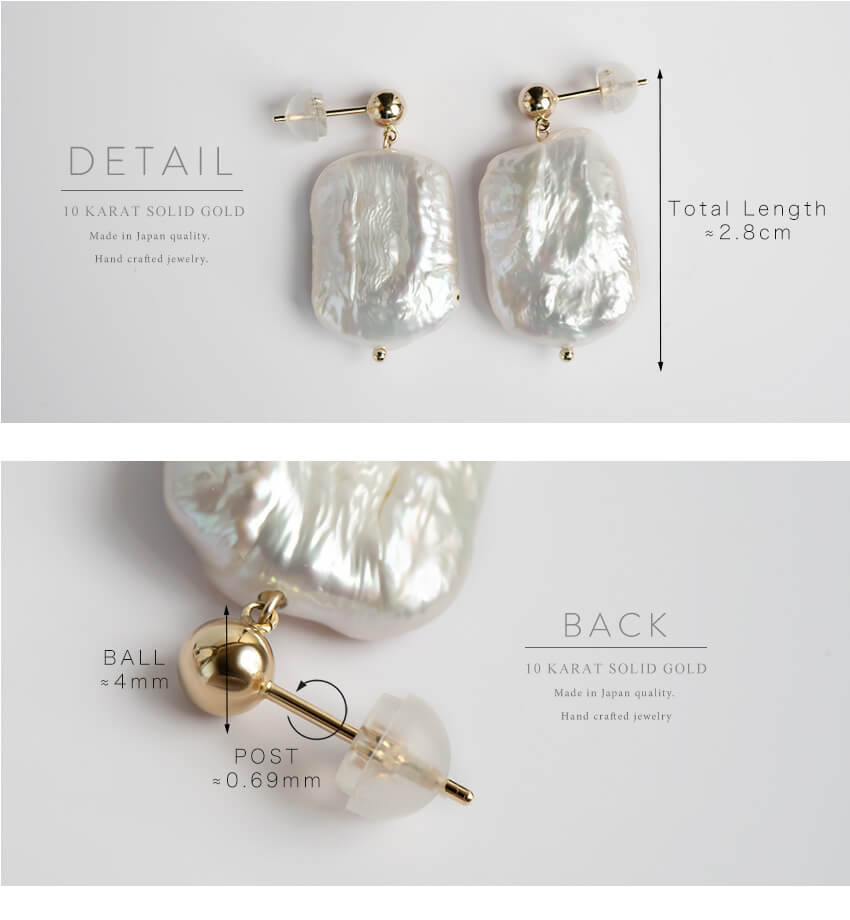 10K Square Baroque Pearl Earrings | PUTTES