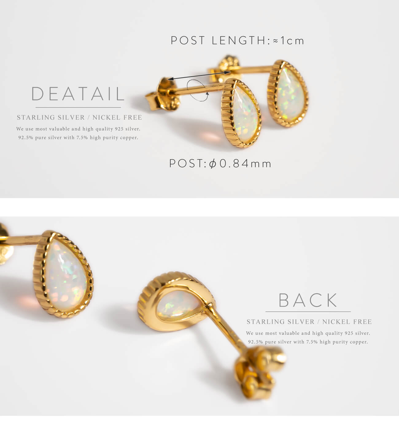 18K Gold Plated Sterling Silver Drop Synthetic Opal Earrings | SOPOROS-DROP