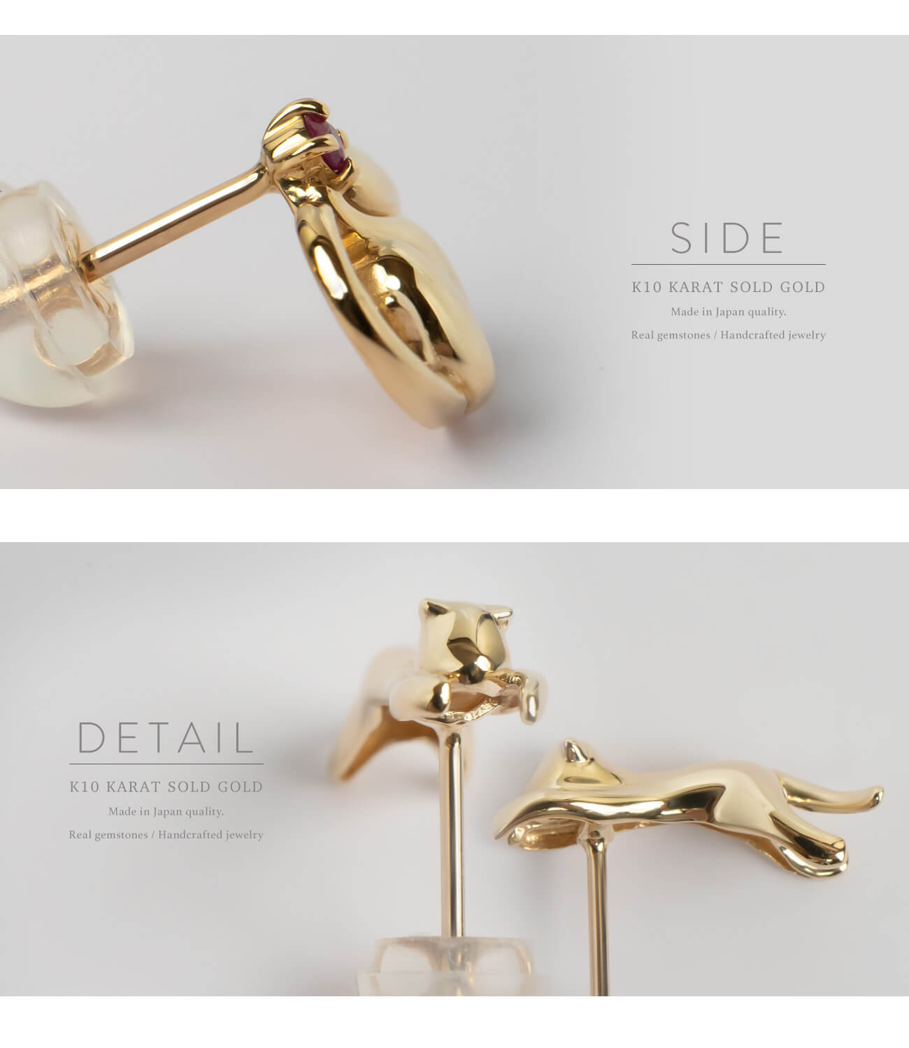 10K Gold Gemstone Cat Pierce | ZOI-CAT
