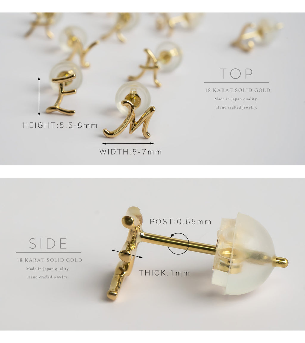 18K Gold Petit Cursive Initial Earring | MOLLICA LETTERA