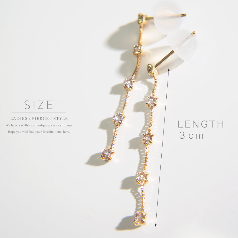 18K Gold 5diamond Swing Stud Earrings | FIDO