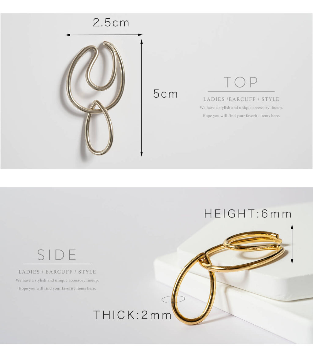 18K Gold Plated Sterling Silver Dangle Drop Charm Earcuff | LOITSU