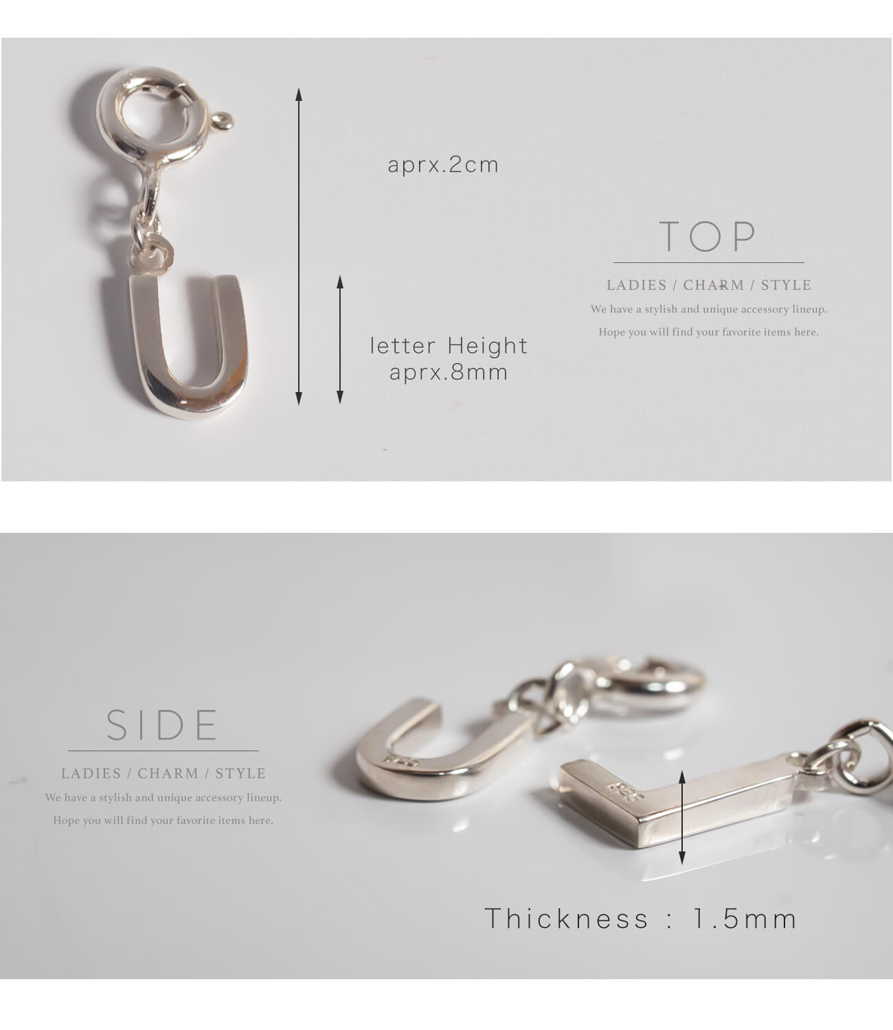 925 Sterling Silver Initial Dangle Charm | LUPINO