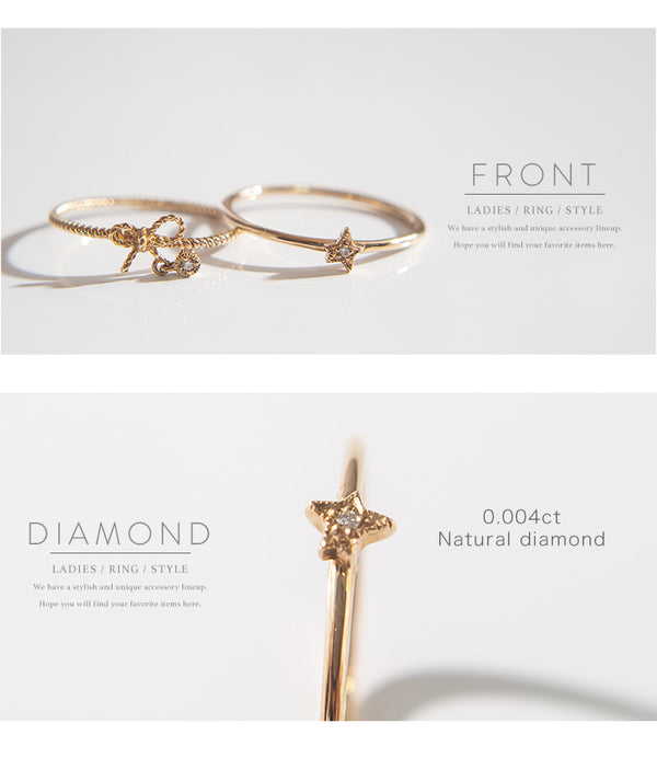 K10 Gold Diamond Delicate Ring ｜ FORAFORA – Ops. Jewelry