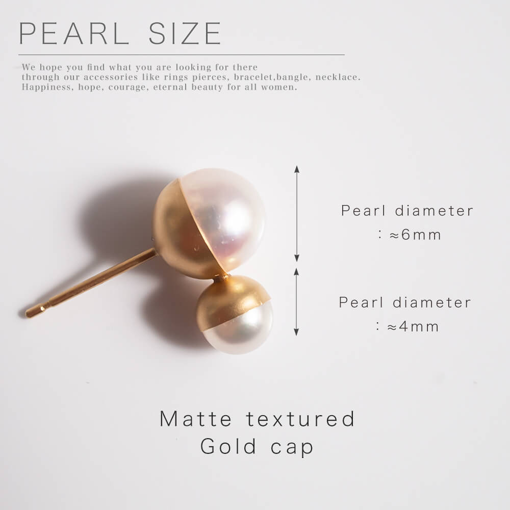 18K Gold Twin Pearl Half Cap Earrings | POLLUX