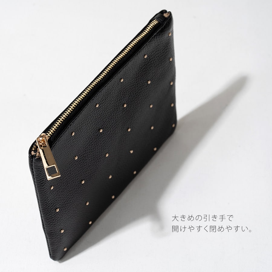 Studs leather pouch | DOT LEATHER POUCH M