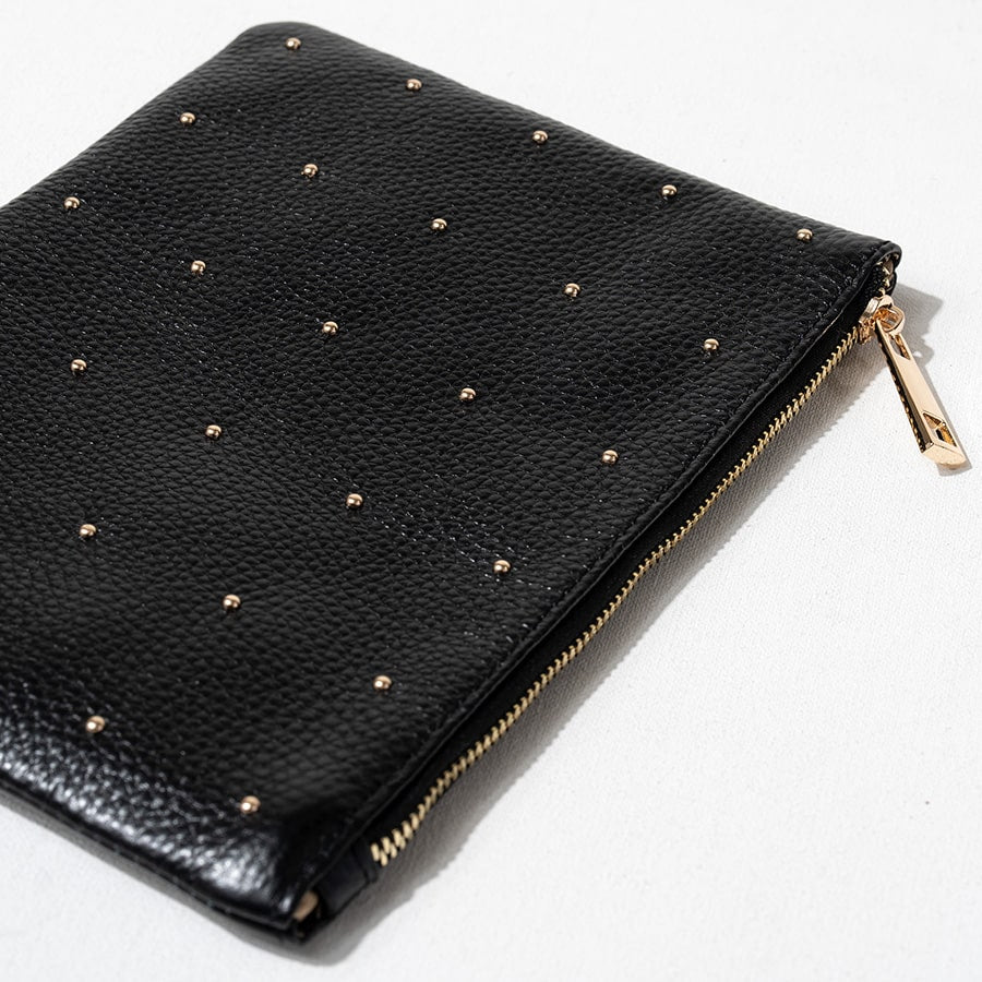 Studs leather pouch | DOT LEATHER POUCH M