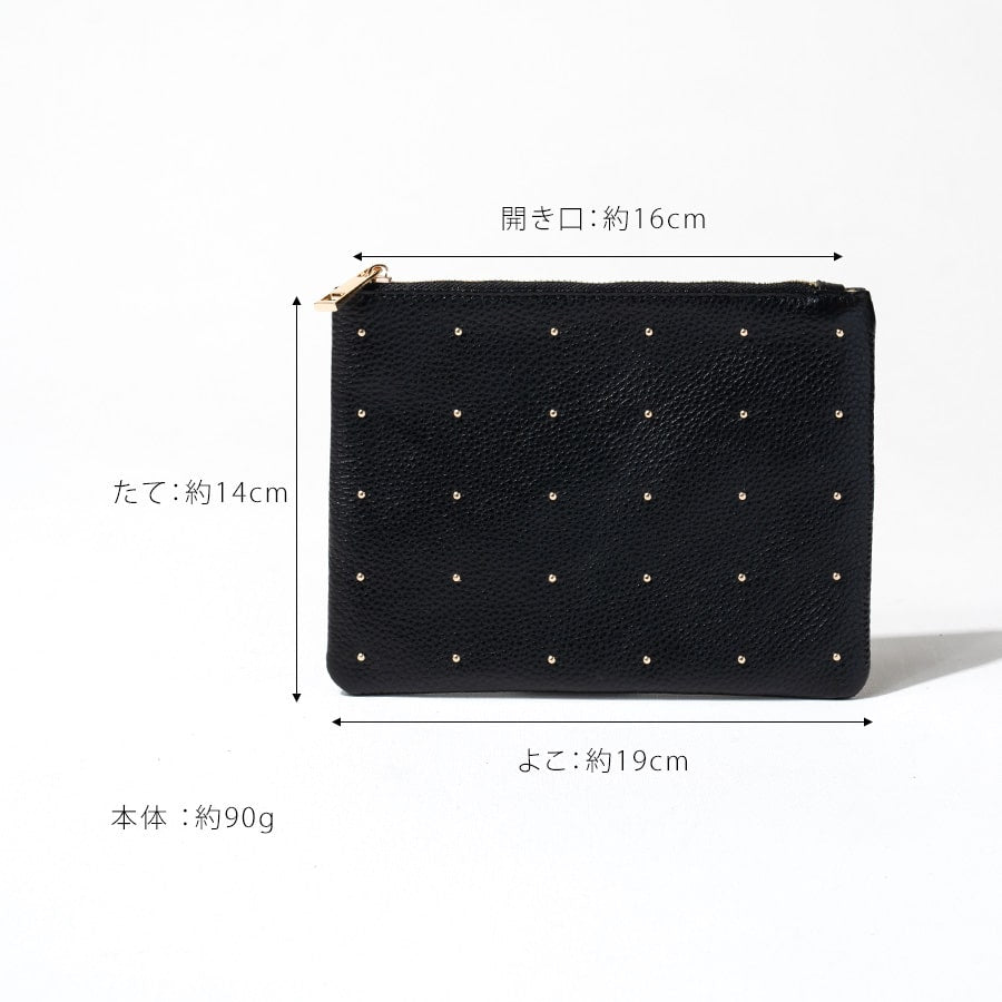 Studs leather pouch | DOT LEATHER POUCH M