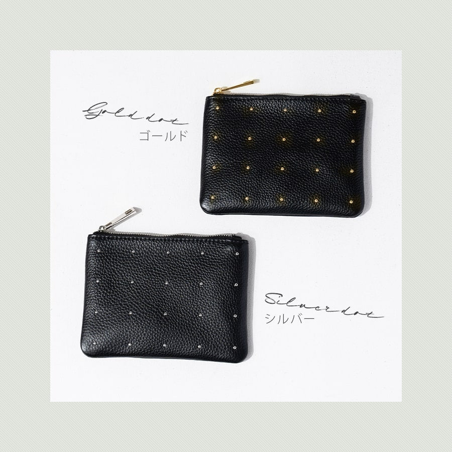 Studs leather pouch | DOT LEATHER POUCH S