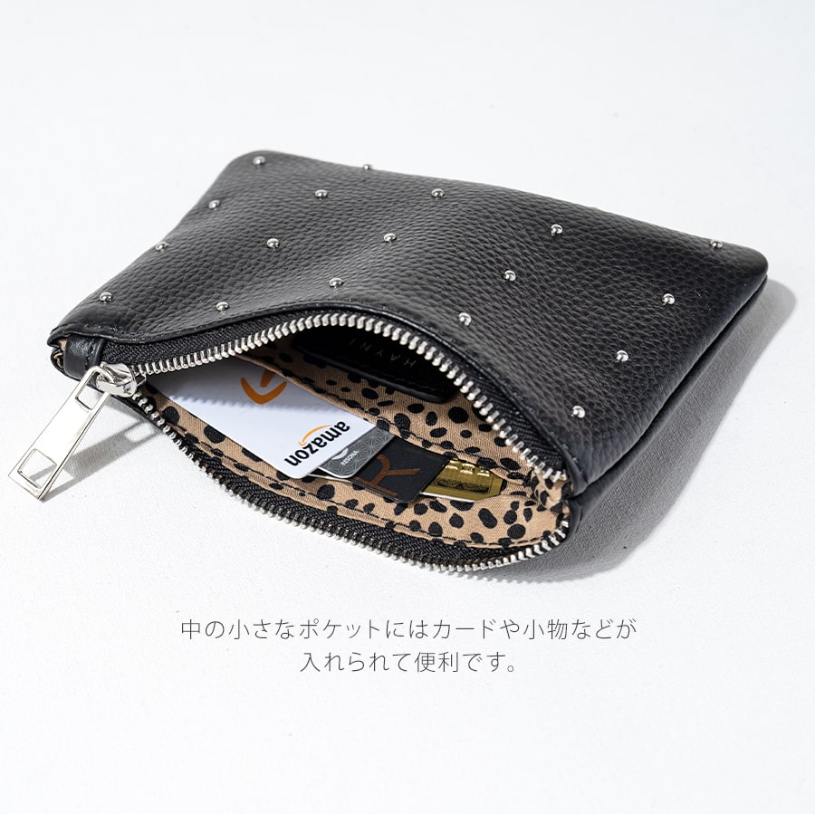 Studs leather pouch | DOT LEATHER POUCH S