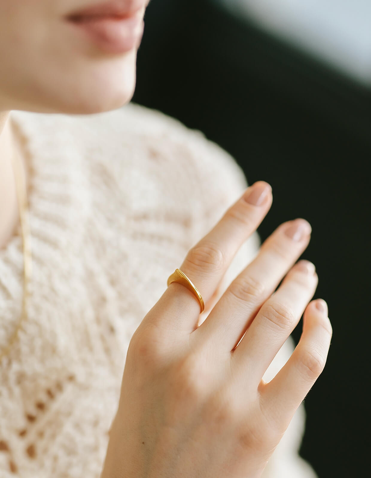 18K Gold Plated Sterling Silver Skiny Stacking Ring | LEIKKISA