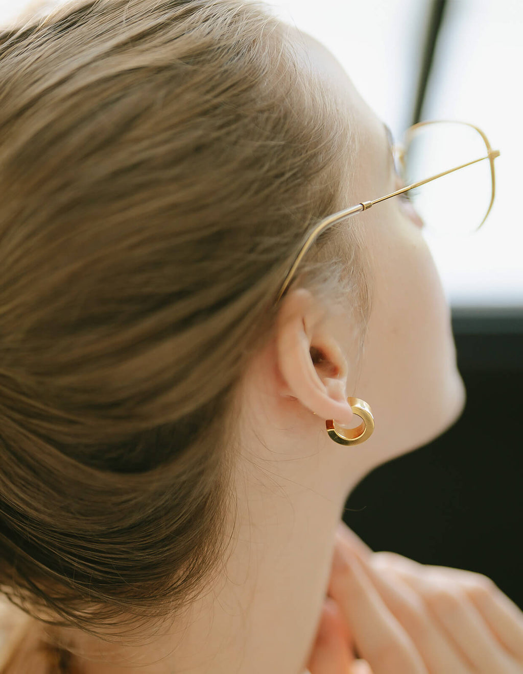 18K Gold Plated Sterling Silver Lustrou Hoop Pierce | CAPPIO