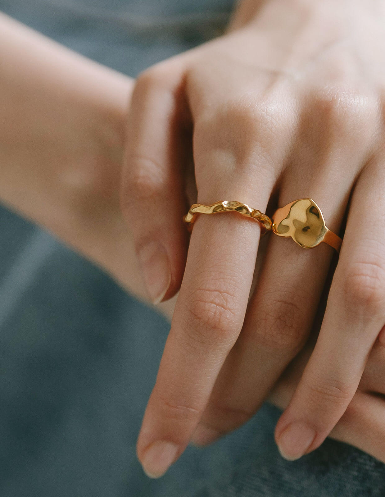 18K Gold Plated Sterling Silver Ripple Wave Ring | ALORO