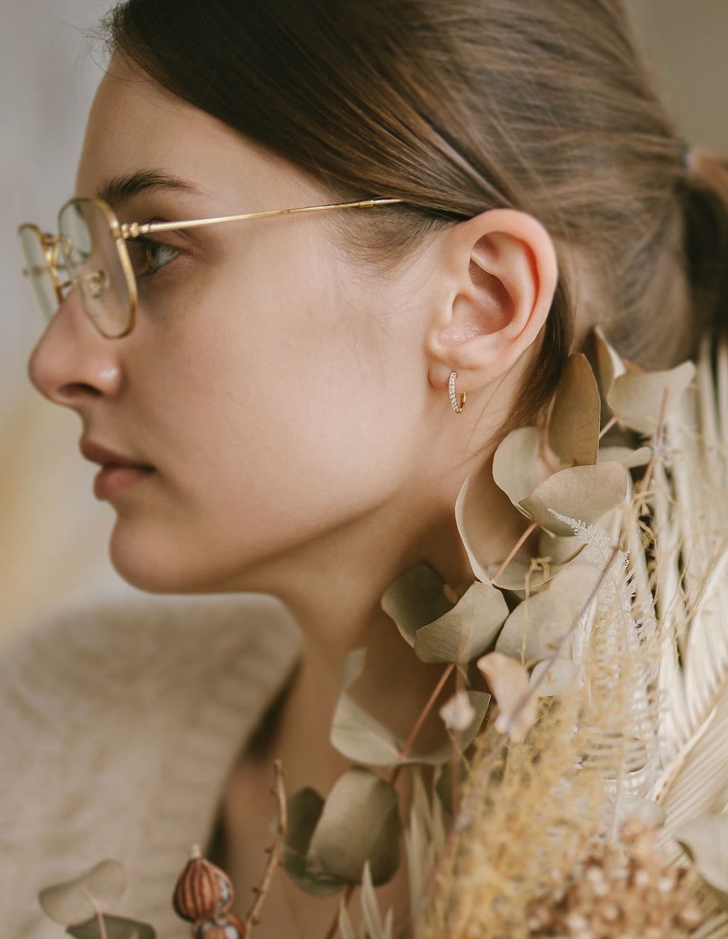 18K Gold Plated Sterling Silver Straight Pave Hoop Earrings | KYKLOS-STR