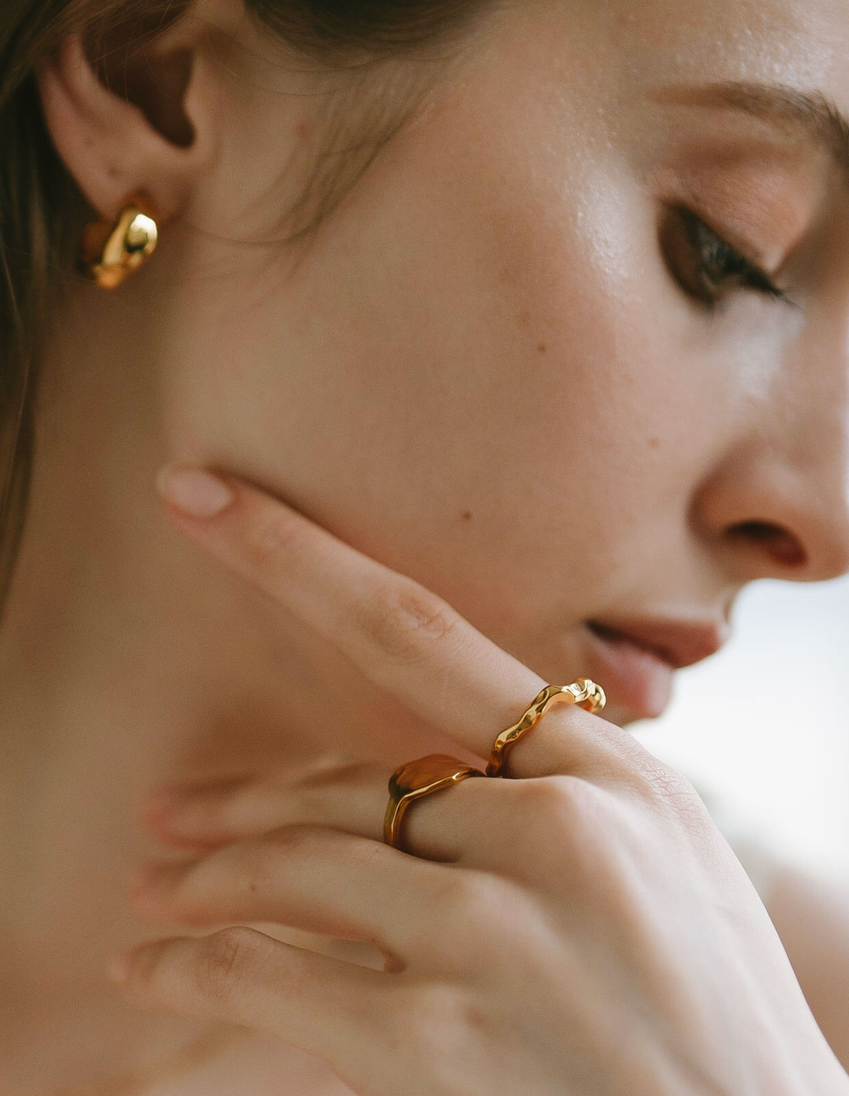 18K Gold Plated Sterling Silver Ripple Wave Ring | ALORO