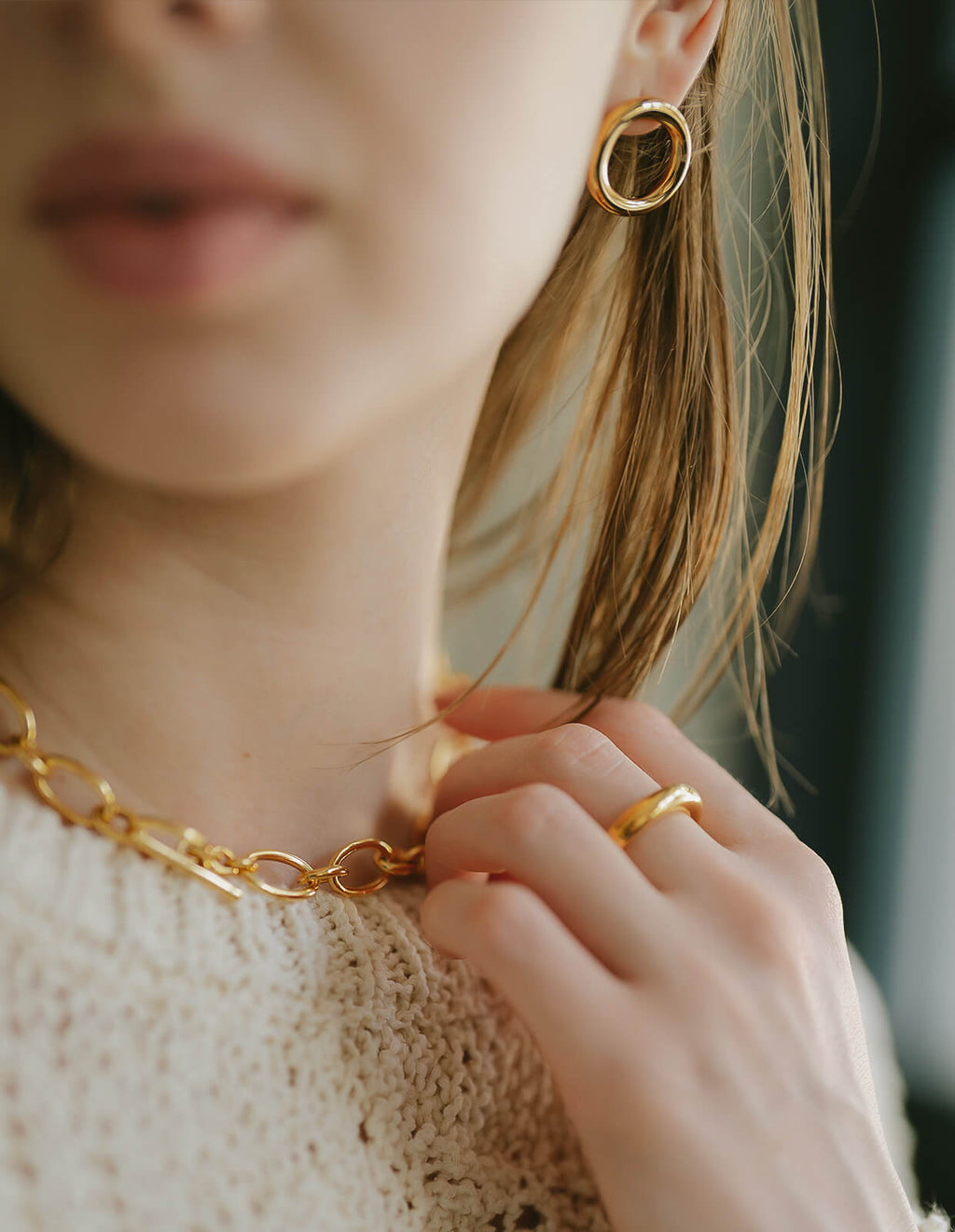 18K Gold Plated Sterling Silver Puffy Hoop Pierce | AUREOLA