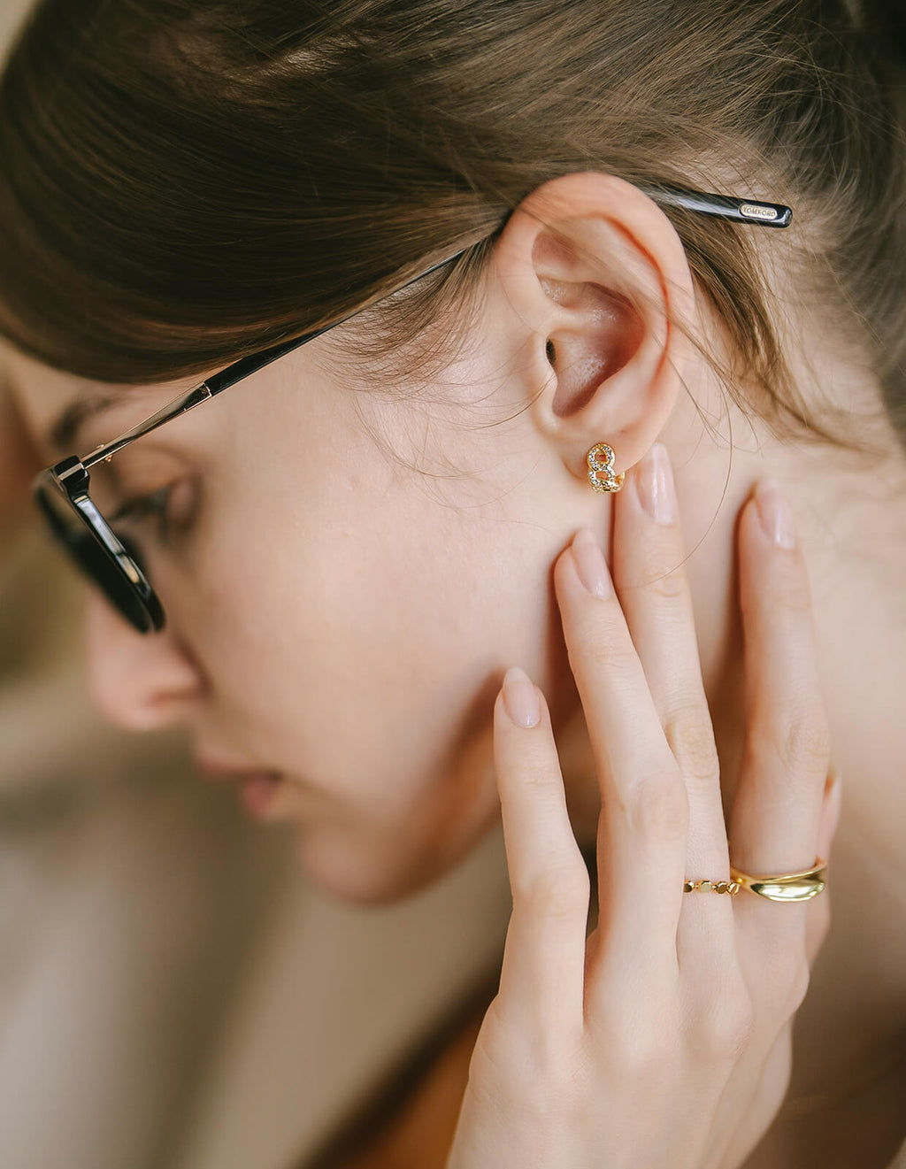 18K Gold Plated Sterling Silver Chain Cz Pave Hoop Earrings | KYKLOS-CHAIN