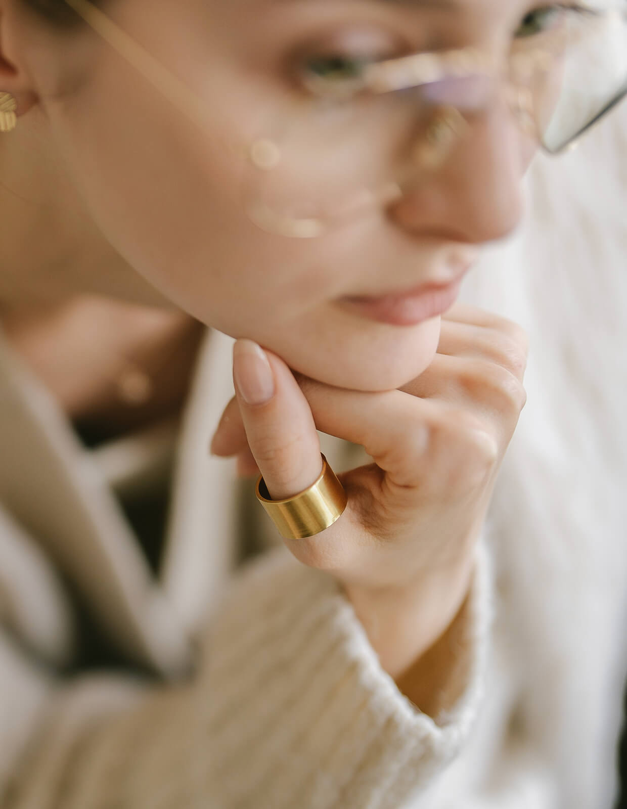 18K Gold Plated Sterling Silver Wide Tube Ring | TORONC MATTE