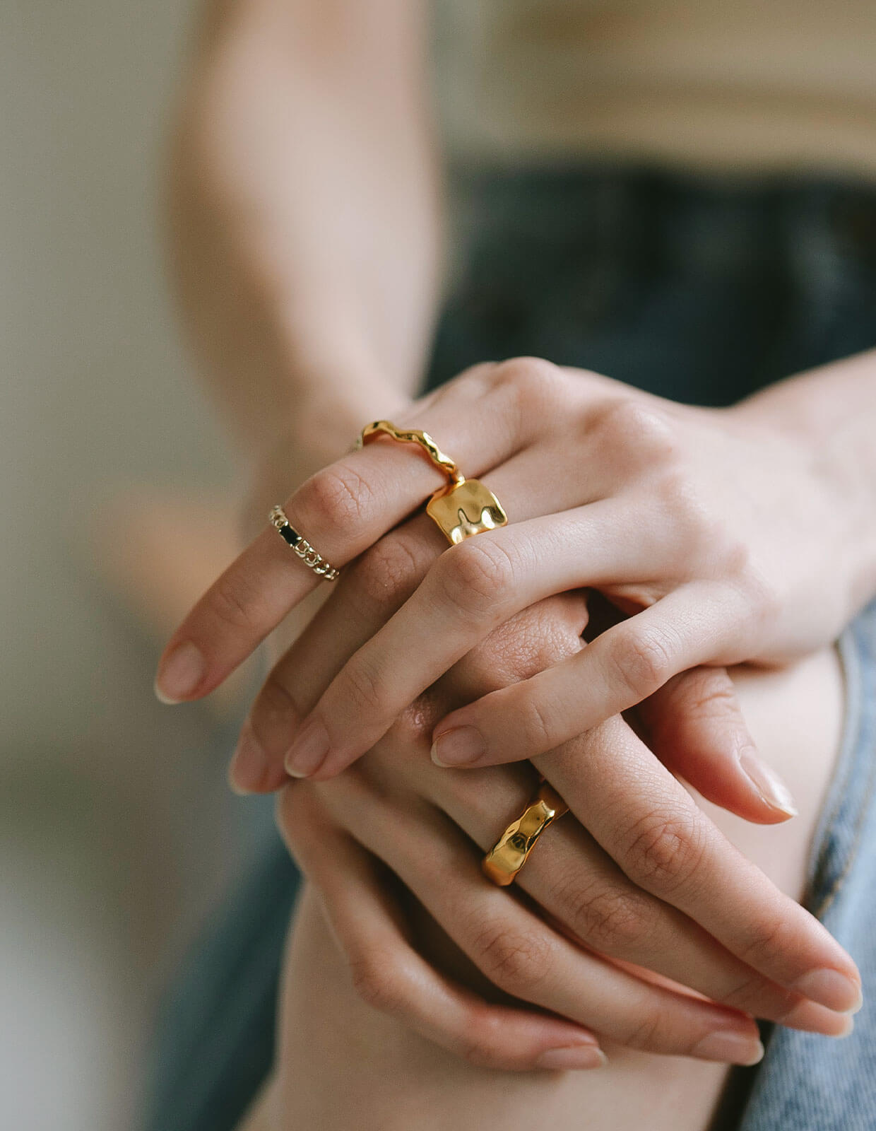 18K Gold Plated Sterling Silver Ripple Wave Ring | ALORO