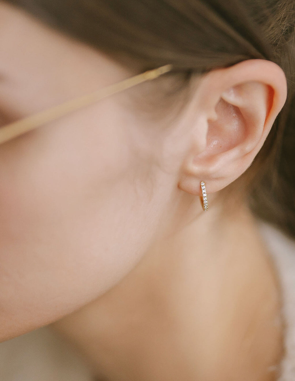 18K Gold Plated Sterling Silver Straight Pave Hoop Earrings | KYKLOS-STR