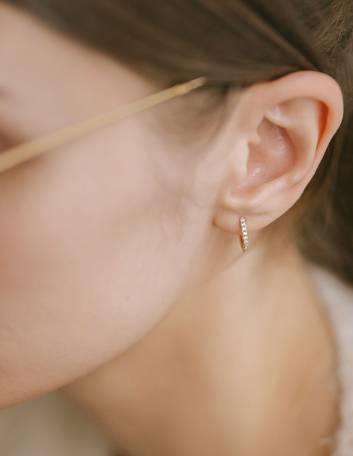 18K Gold Plated Sterling Silver Straight Pave Hoop Earrings | KYKLOS-STR