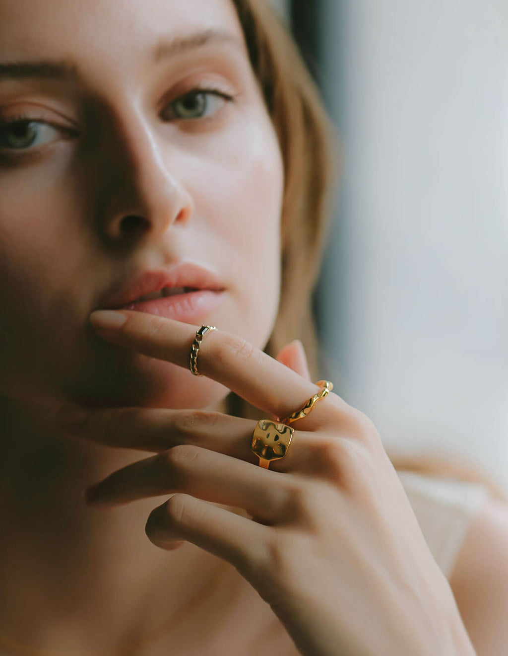 18K Gold Plated Sterling Silver Ripple Wave Ring | ALORO