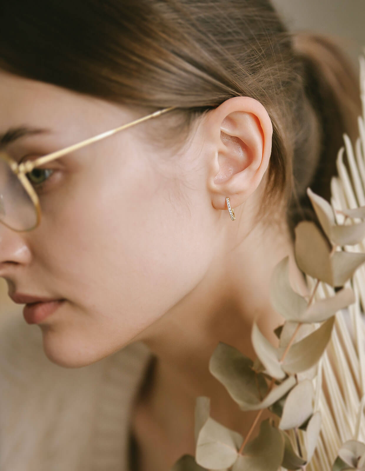 18K Gold Plated Sterling Silver Straight Pave Hoop Earrings | KYKLOS-STR