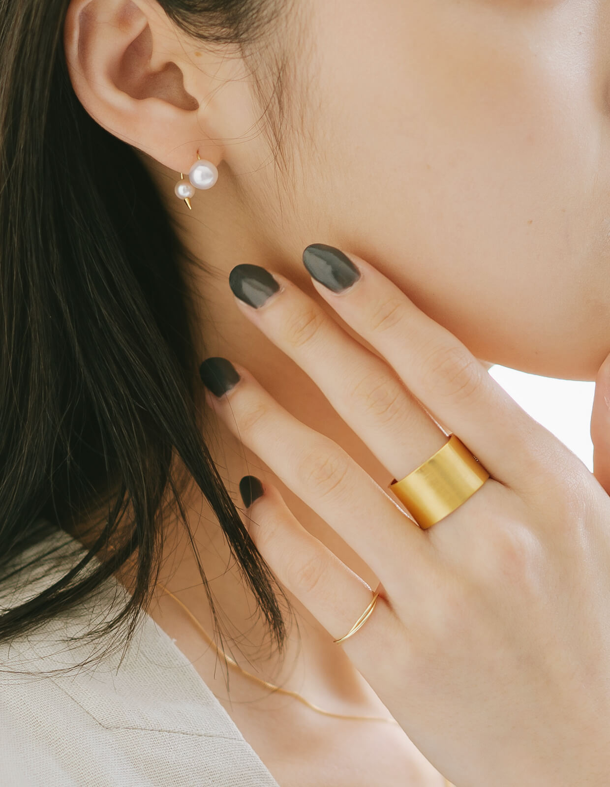 18K Gold Plated Sterling Silver Wide Tube Ring | TORONC MATTE