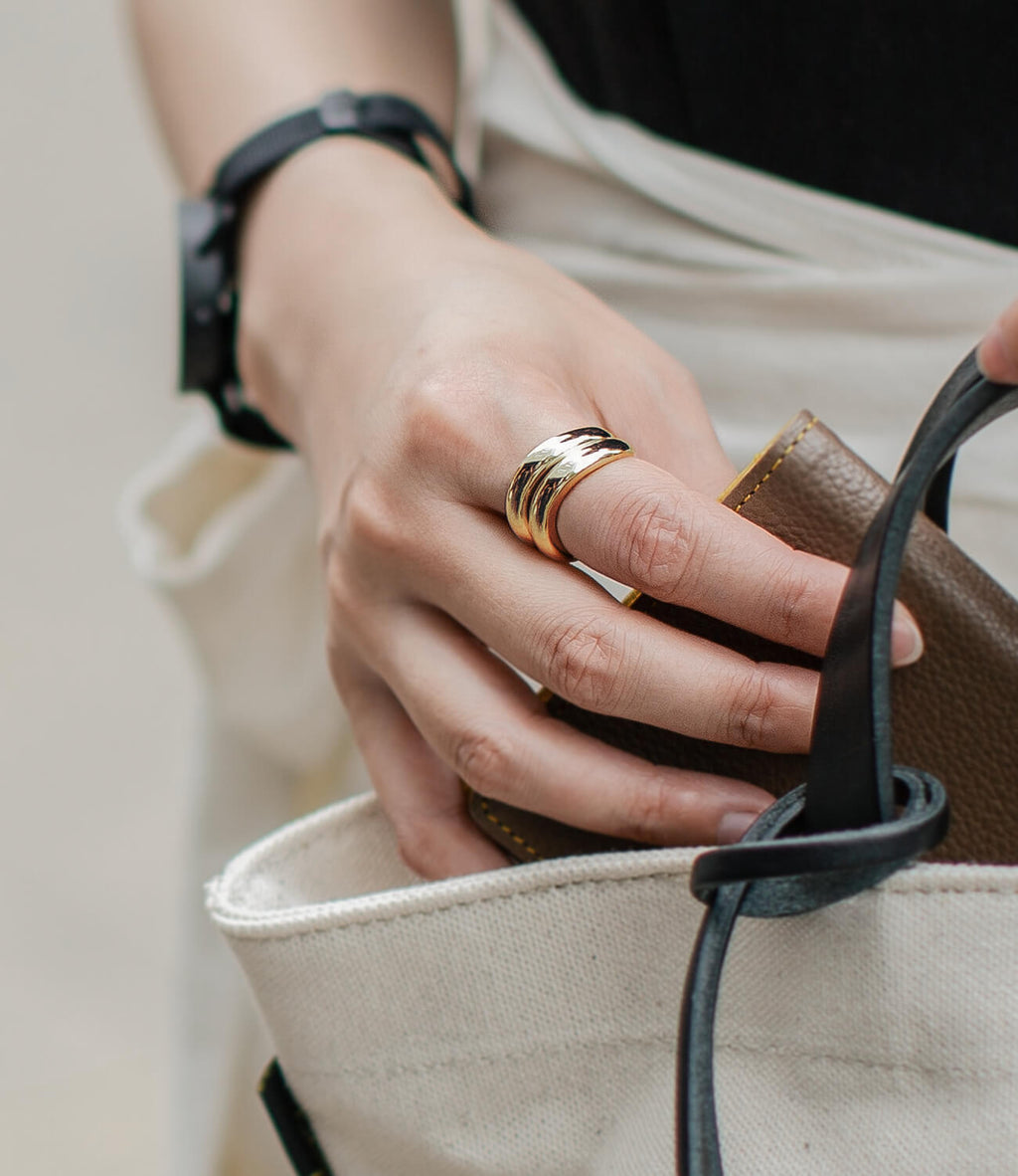 18K Gold Plated Sterling Silver Hand Forged Wavy Ring | ULUA