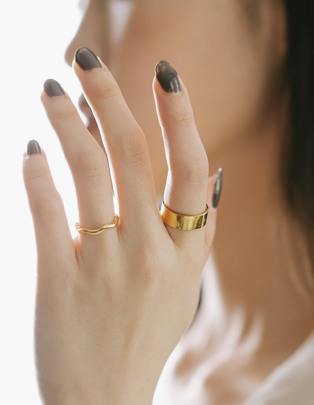 18K Gold Plated Sterling Silver 6mm Medium Wide Ring | SOLONE-6MM
