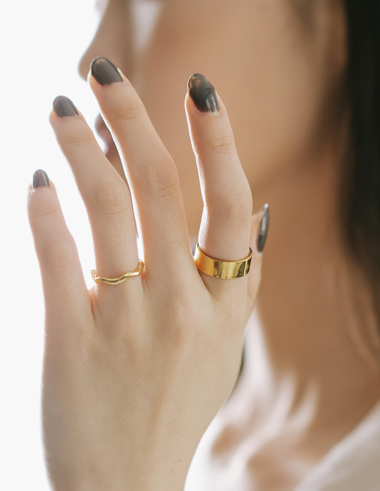 18K Gold Plated Sterling Silver 6mm Medium Wide Ring | SOLONE-6MM