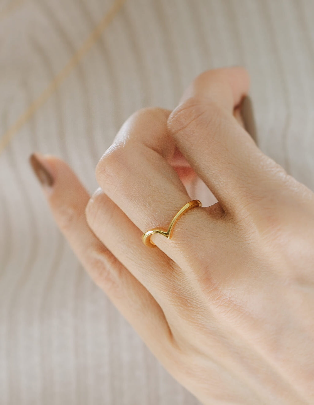 18K Gold Plated Sterling Silver Chevron Ring | GAVIOTA