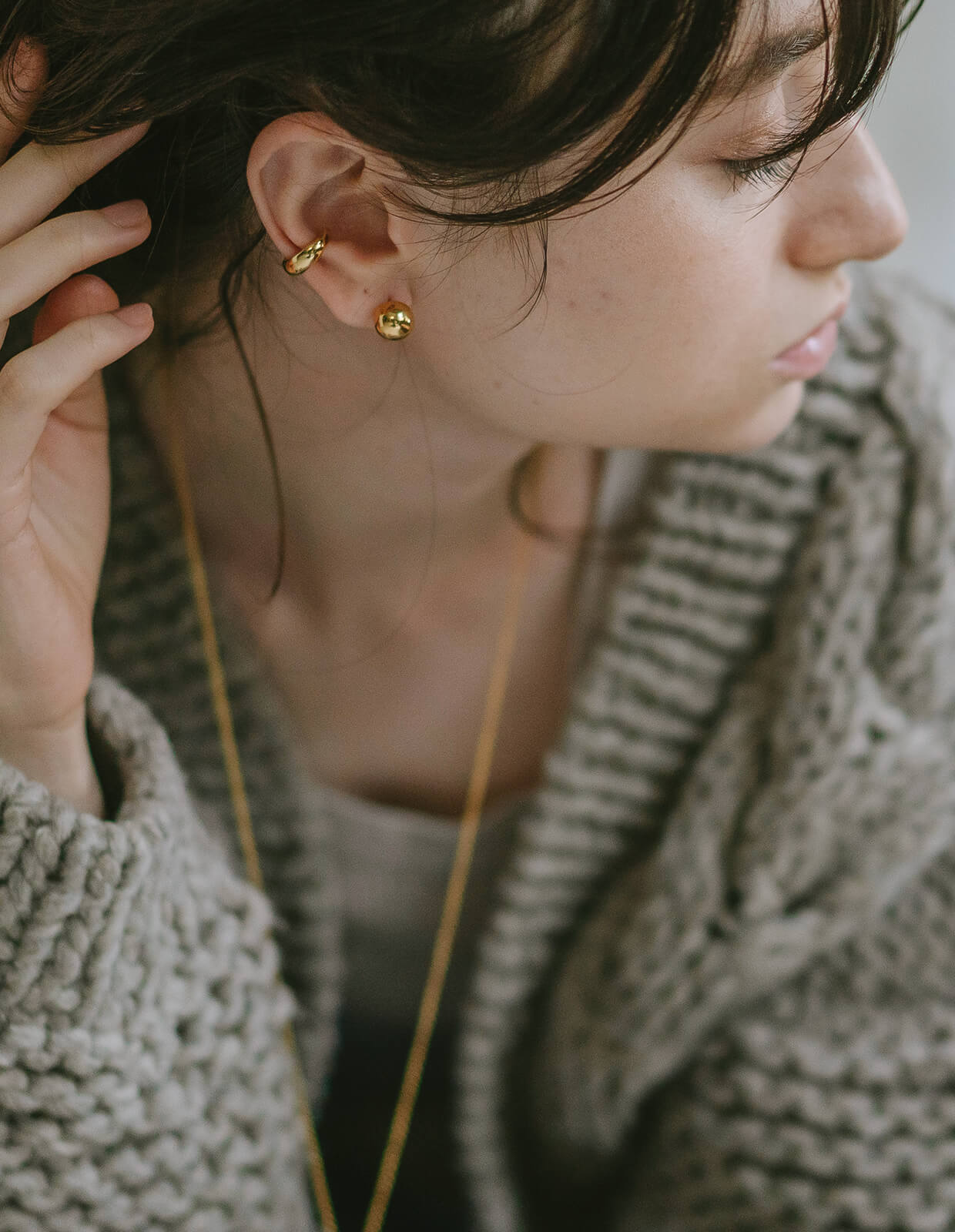 18K Gold Plated Sterling Silver Plump Ear Cuff | JENOA