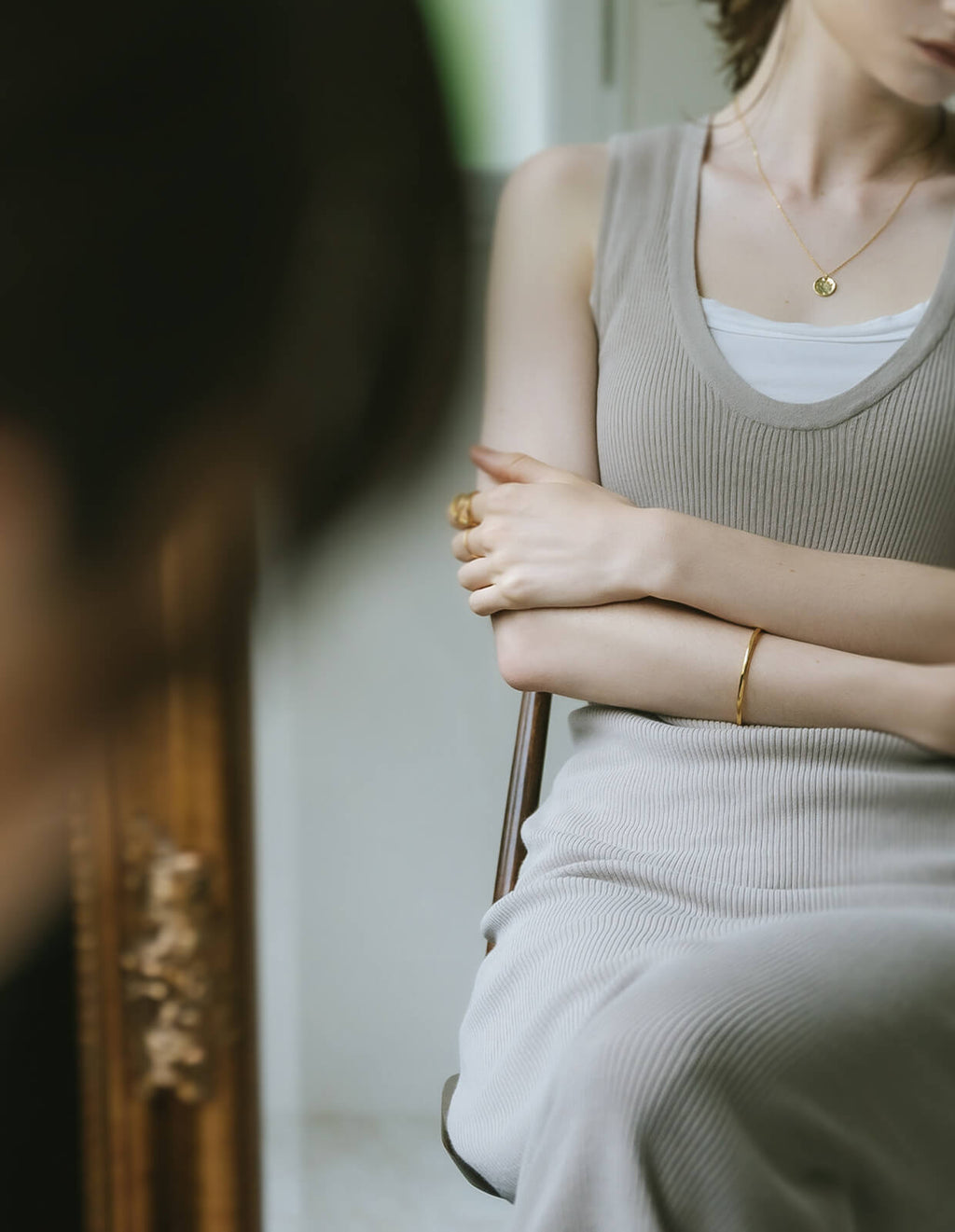 18K Gold Plated Sterling Silver Smooth Round Open Bangle | LADIER