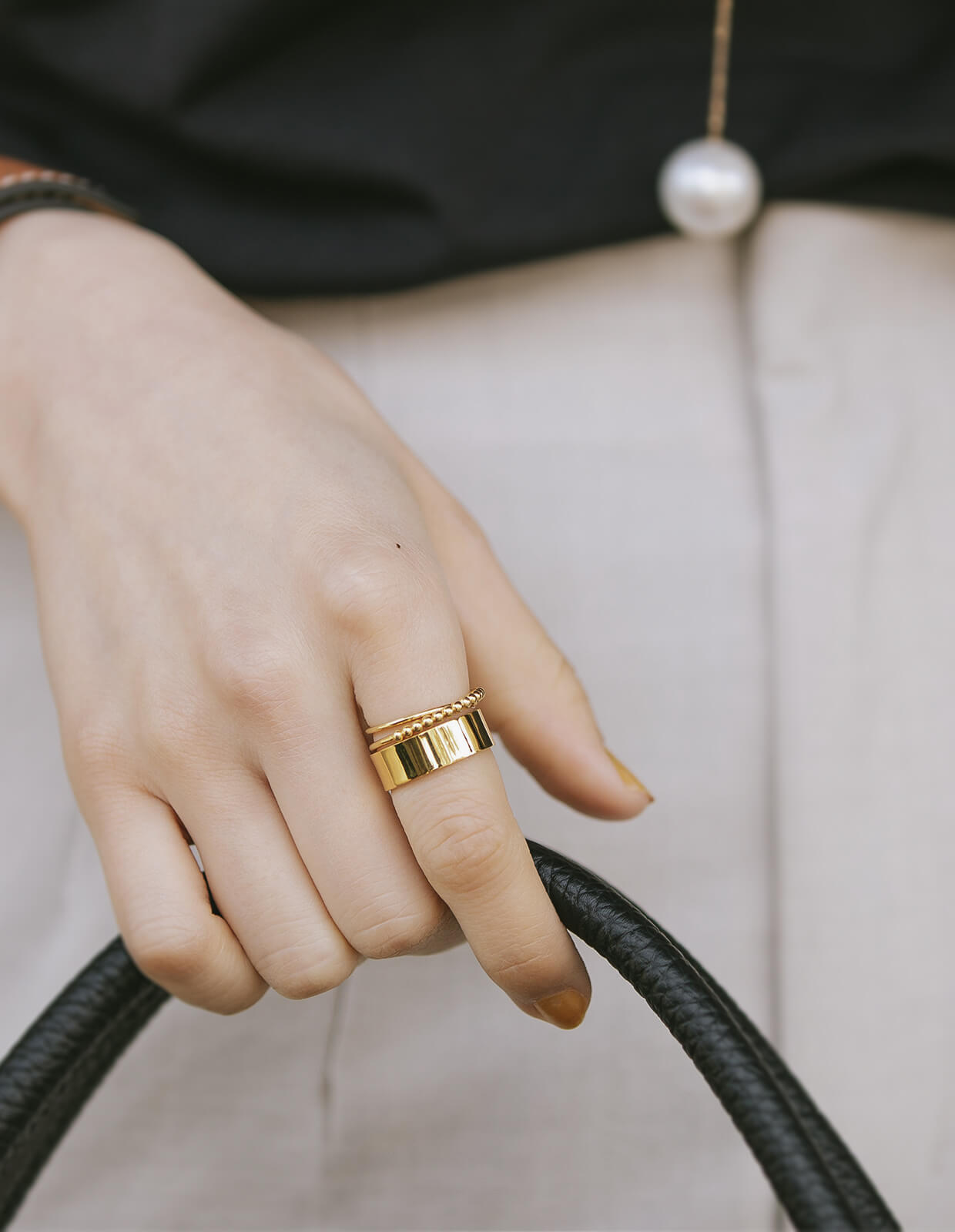 18K Gold Plated Sterling Silver 6mm Medium Wide Ring | SOLONE-6MM