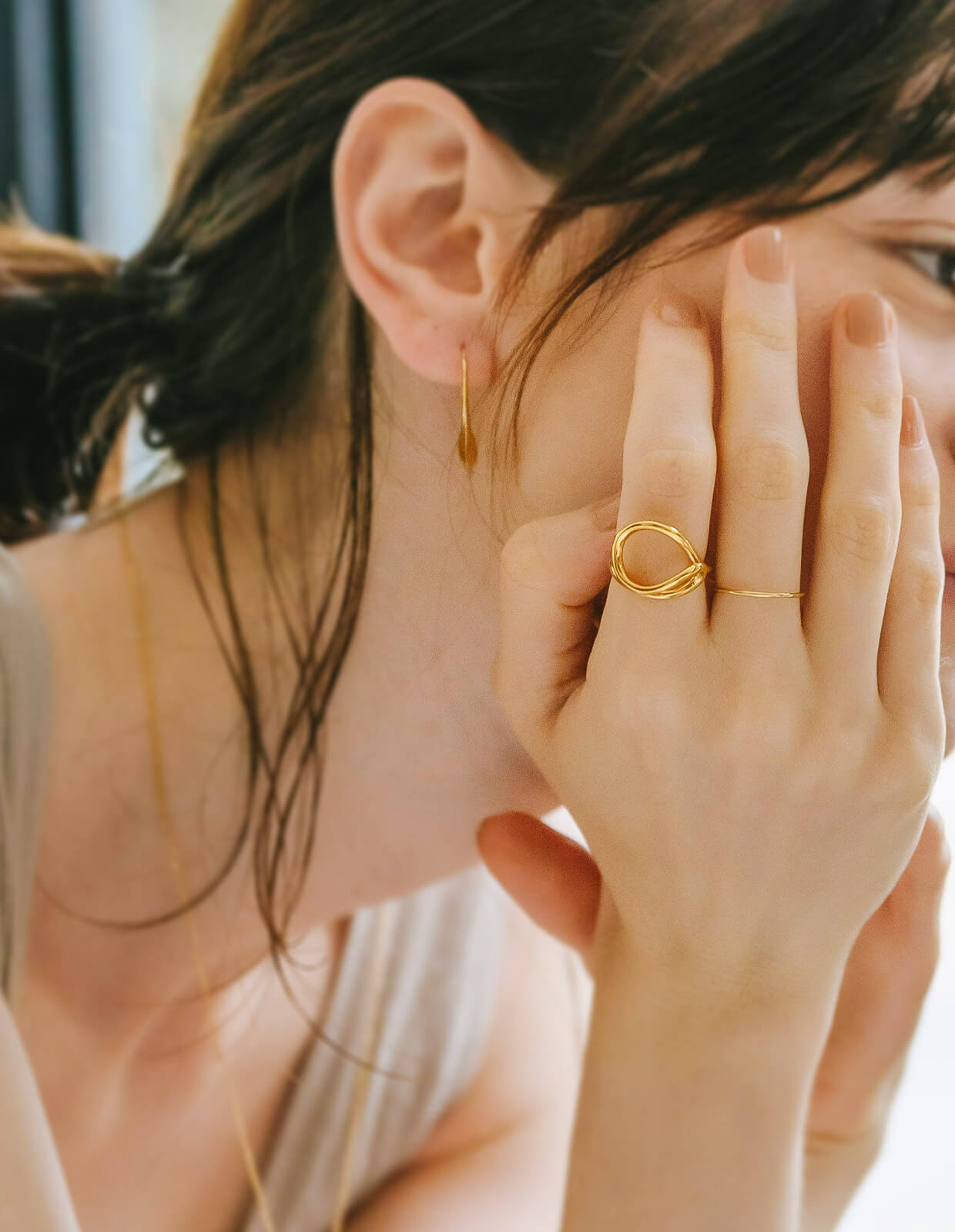 18K Gold Plated Sterling Silver Wavy Road Ring | FATONU