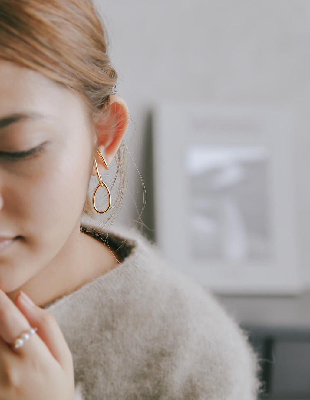 18K Gold Plated Sterling Silver Dangle Drop Charm Earcuff | LOITSU