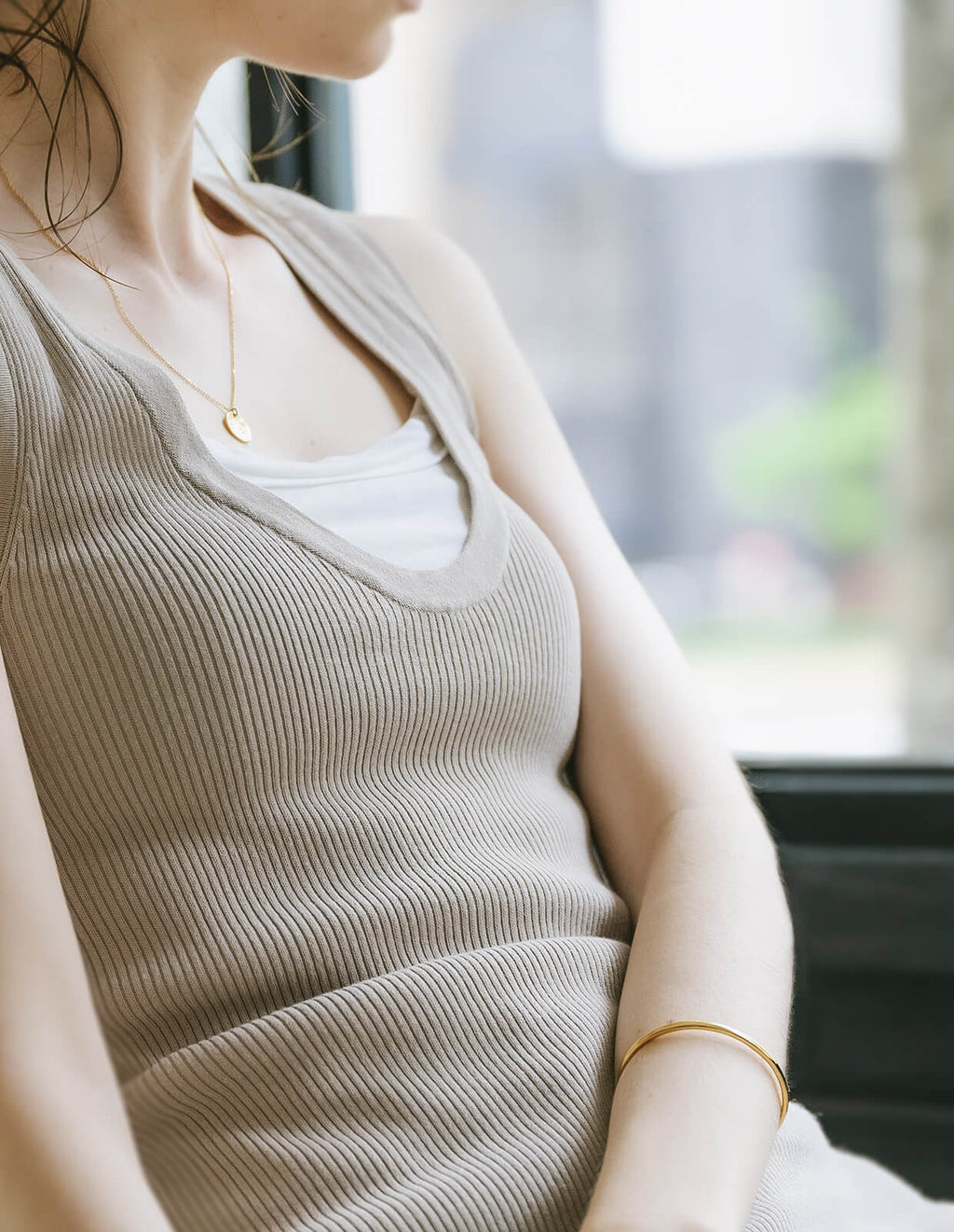 18K Gold Plated Sterling Silver Smooth Round Open Bangle | LADIER