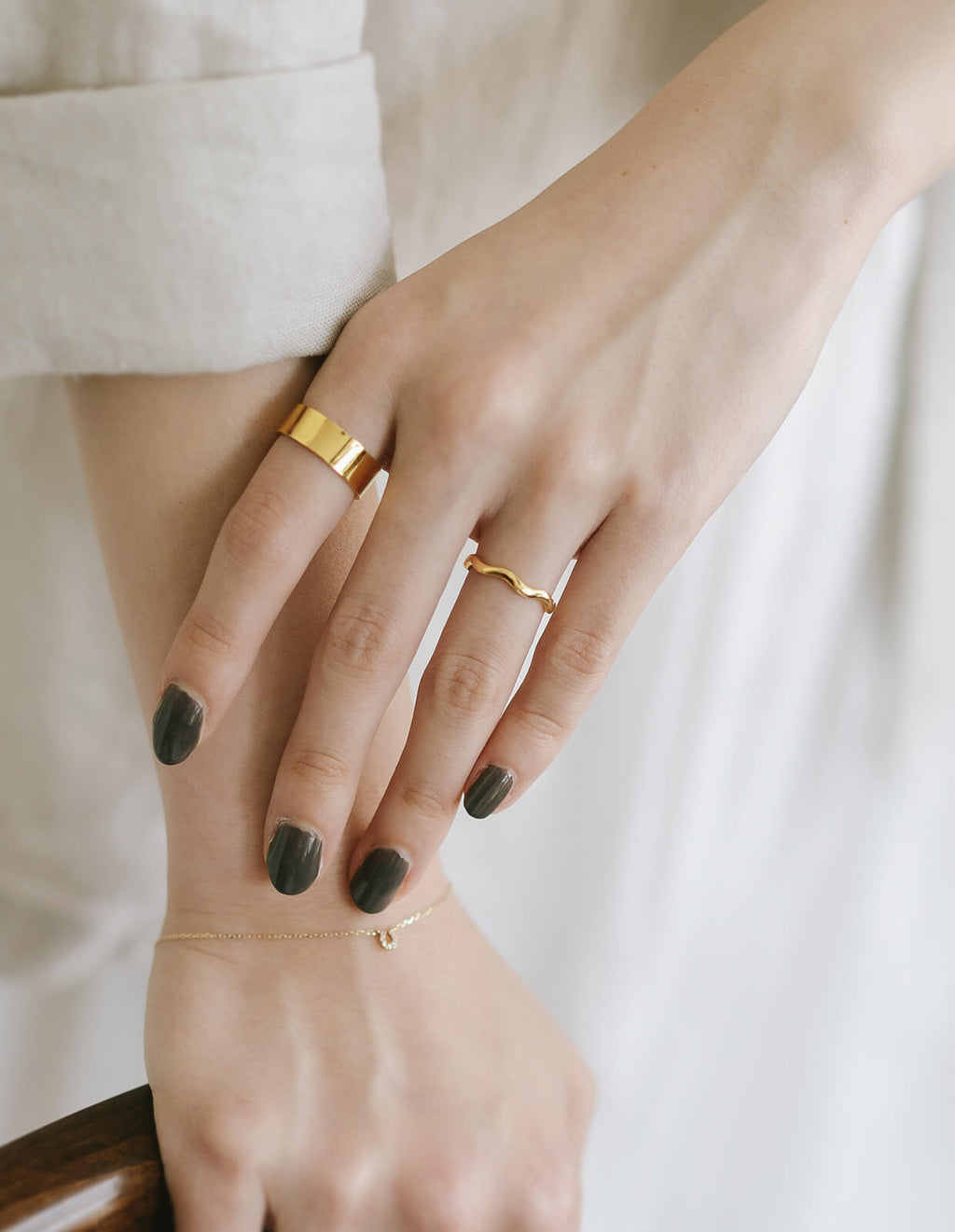 18K Gold Plated Sterling Silver 6mm Medium Wide Ring | SOLONE-6MM