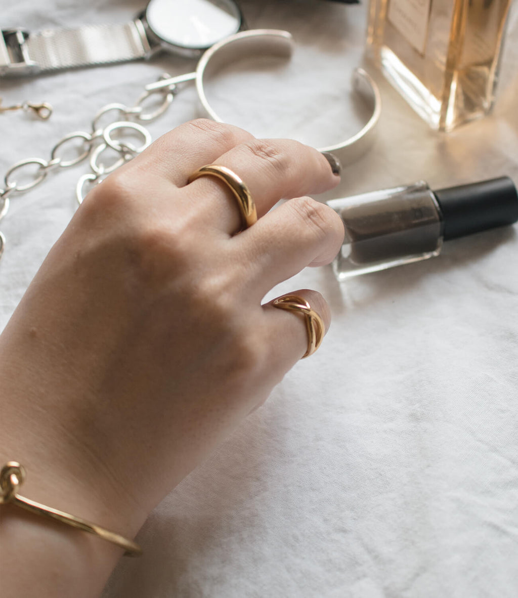 18K Gold Plated Sterling Silver Hand Forged Wavy Ring | ULUA