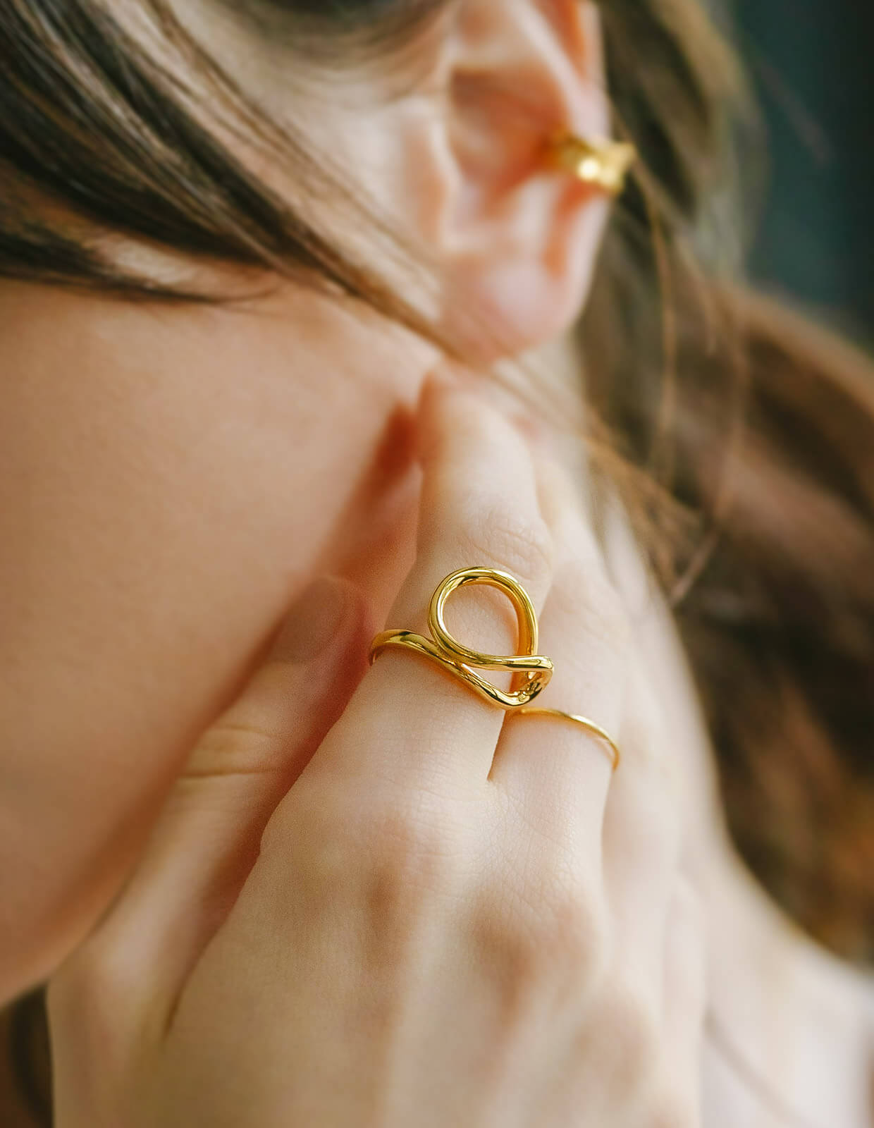 18K Gold Plated Sterling Silver Wavy Road Ring | FATONU