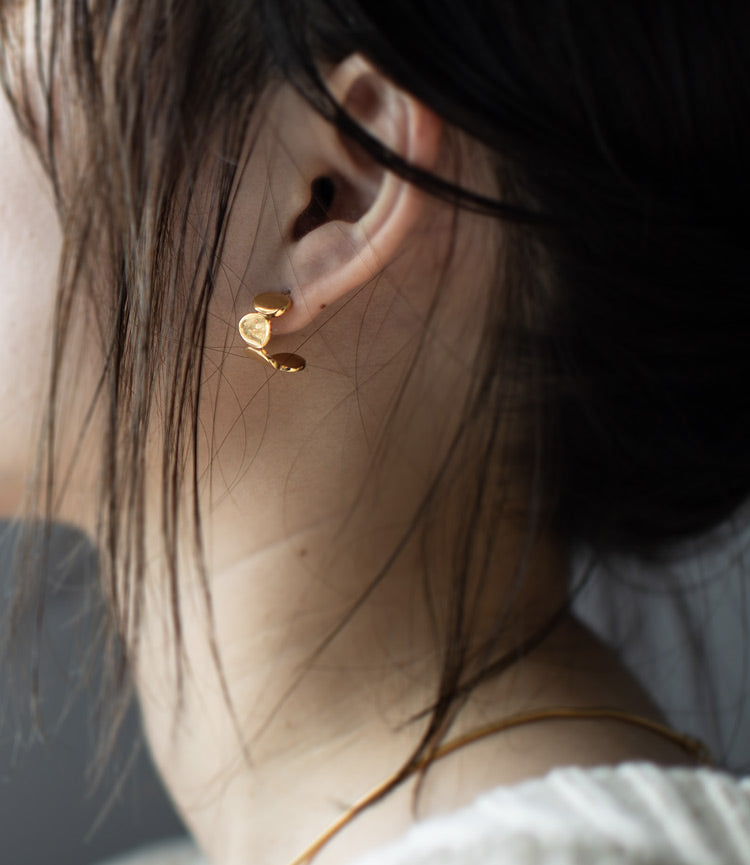 925 Sterling Silver Hammered Beads Earrings | AMALIA