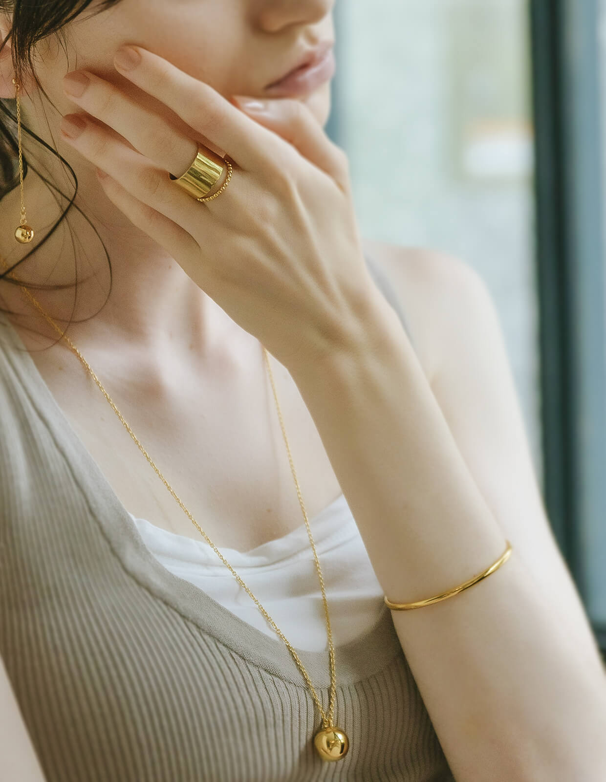 18K Gold Plated Sterling Silver Smooth Round Open Bangle | LADIER