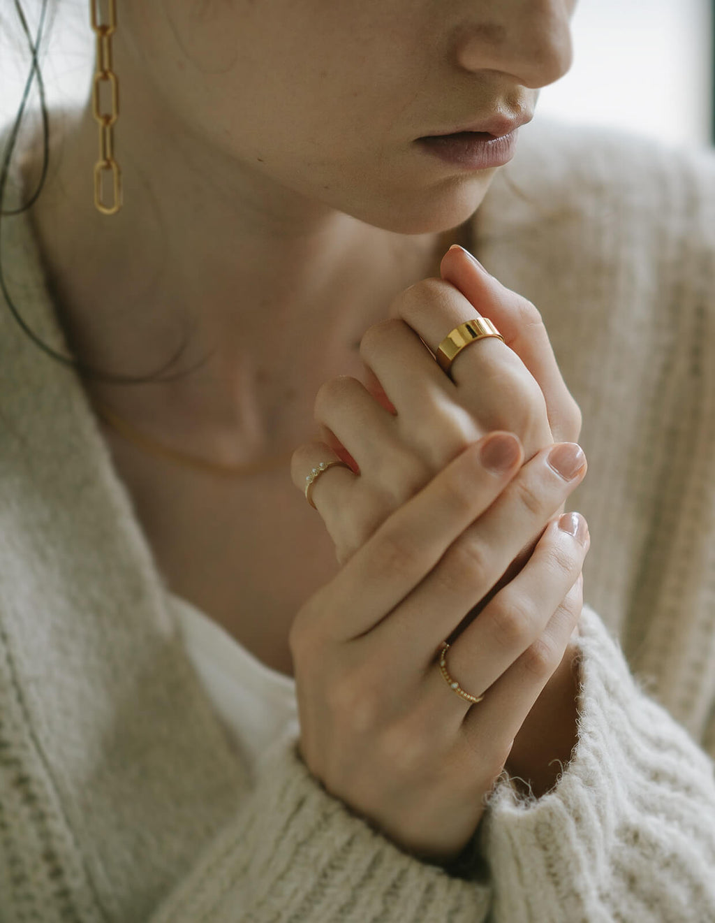 18K Gold Plated Sterling Silver 6mm Medium Wide Ring | SOLONE-6MM