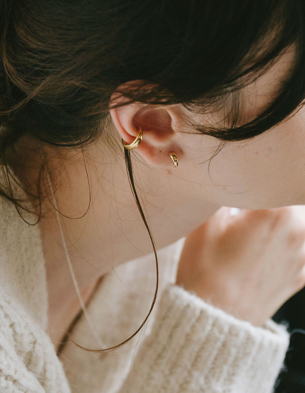 18K Gold Plated Sterling Silver Plump Ear Cuff | JENOA