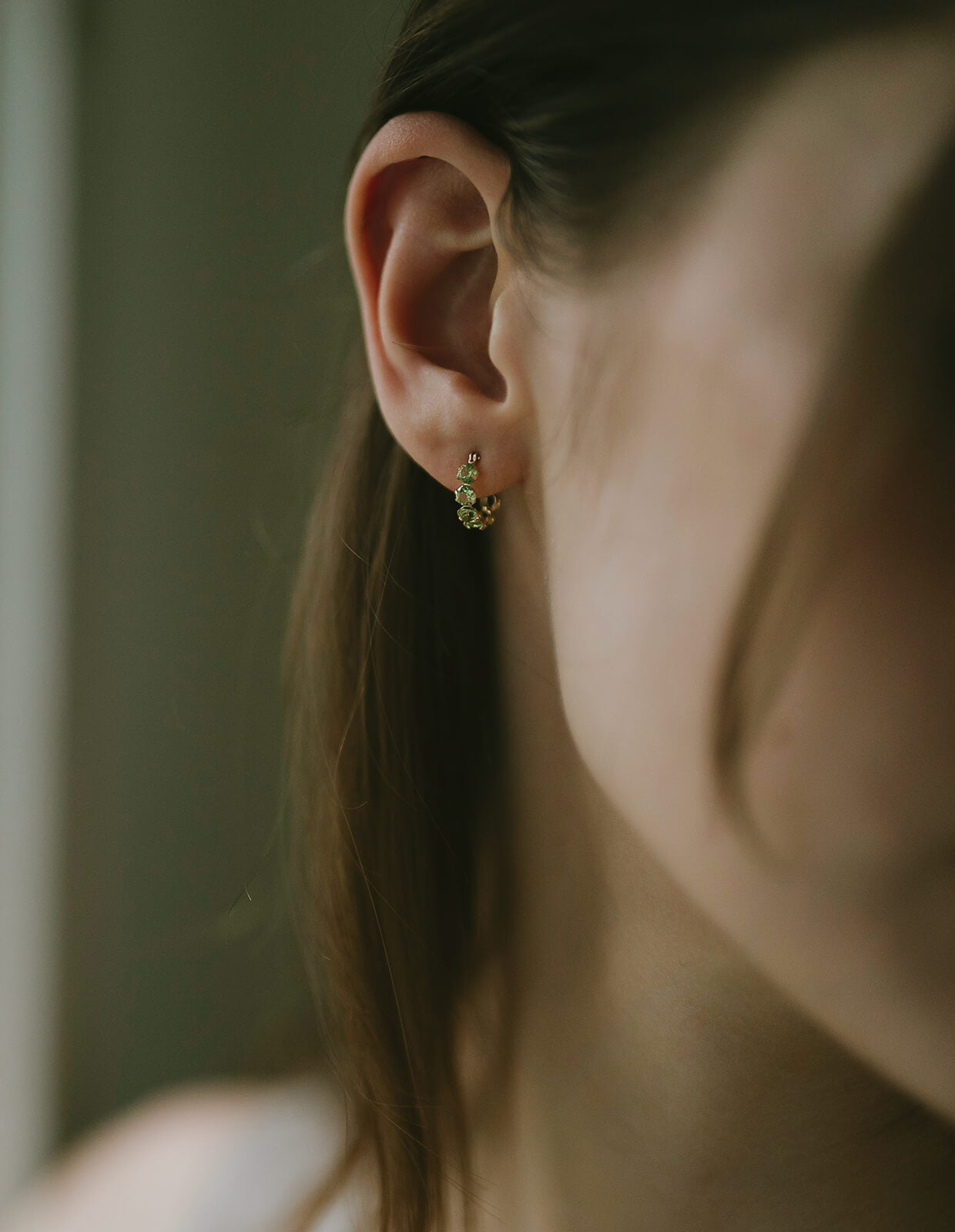 10K Gold Multicolor Gemstone Huggie Hoop Earrings | MAROLOKKO