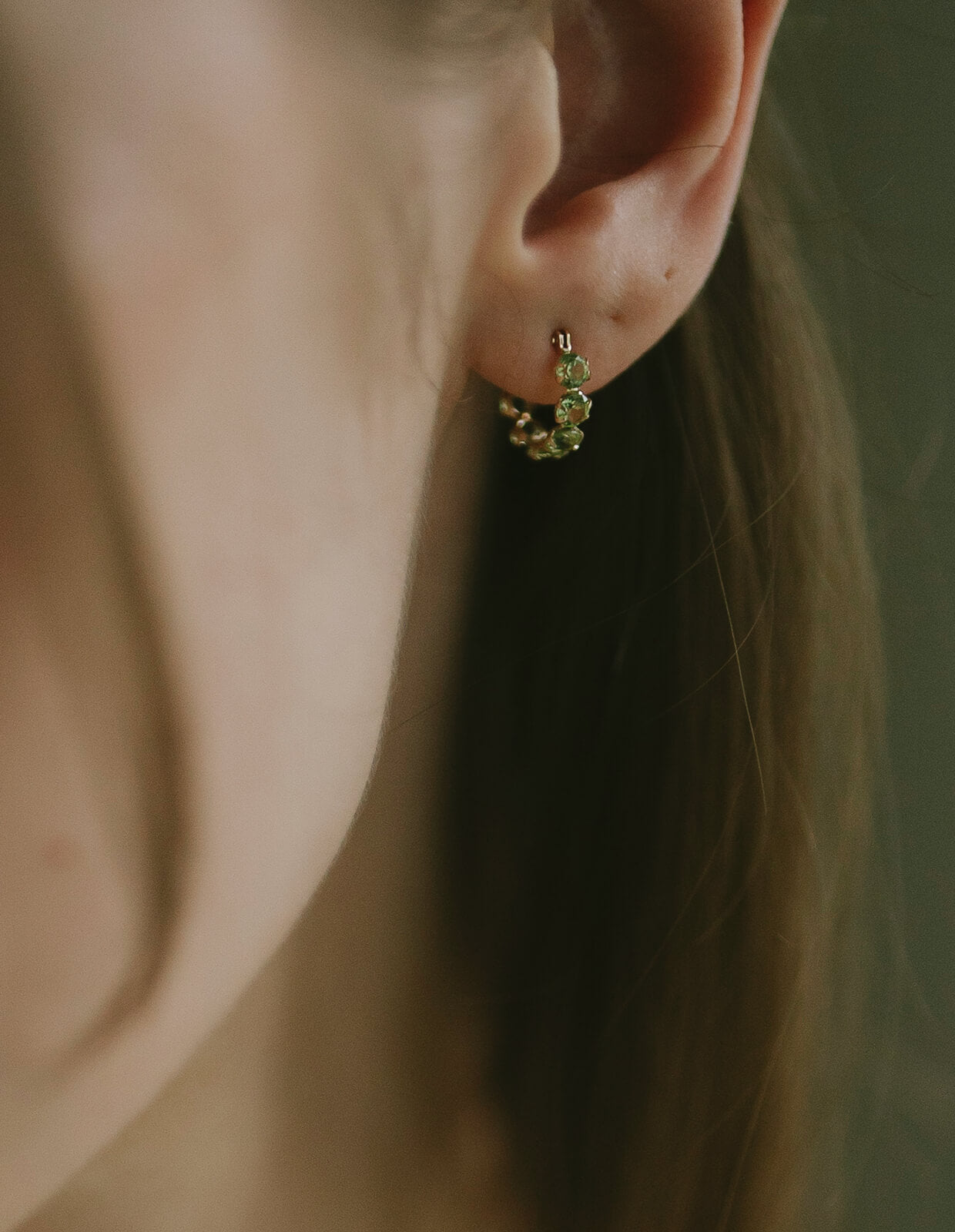 10K Gold Multicolor Gemstone Huggie Hoop Earrings | MAROLOKKO